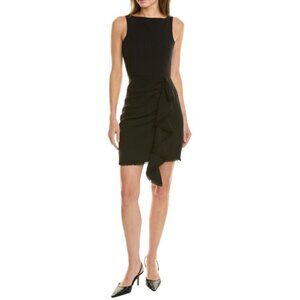 CINQ À SEPT 'Bethel' Sleeveless Ruched Crepe Mini-Dress, Black